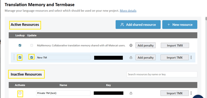 active and incative resources