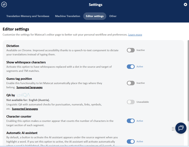 editor settings