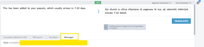 messages tab